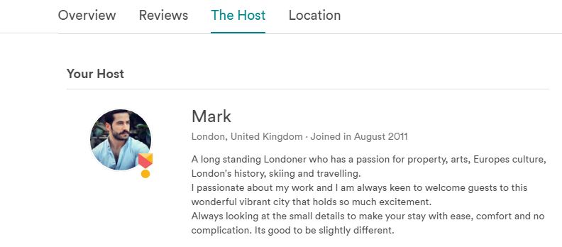 host profile Airbnb 