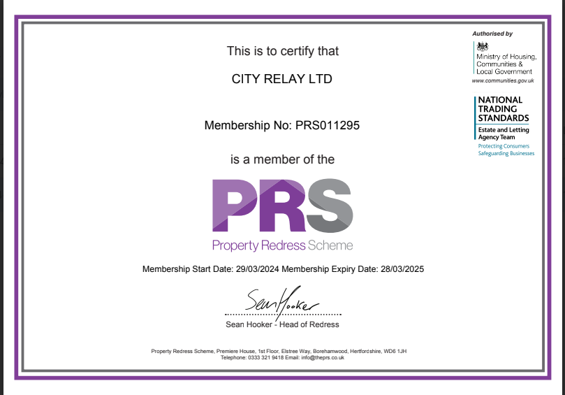 City Relay - PRS Membership Certificate